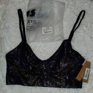 SKIMS Logo Mesh Triangle Bralette, Onyx Foil, XS (NWT)